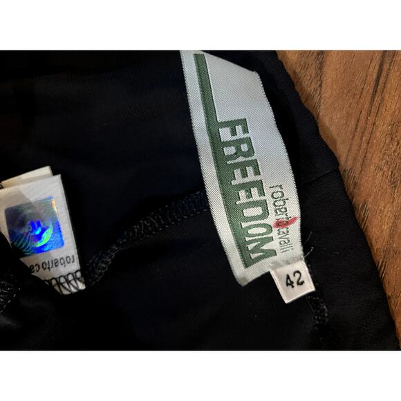 ROBERTO CAVALLI Side Drawstring Pant SLIGHT FLARE Size 42 XS Black BEACH LOUNGE - Picture 3 of 12